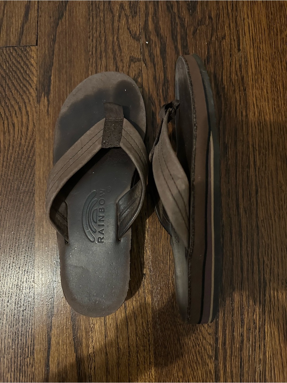 Rainbow Brown Men’s Leather Flip-Flop Sandals
